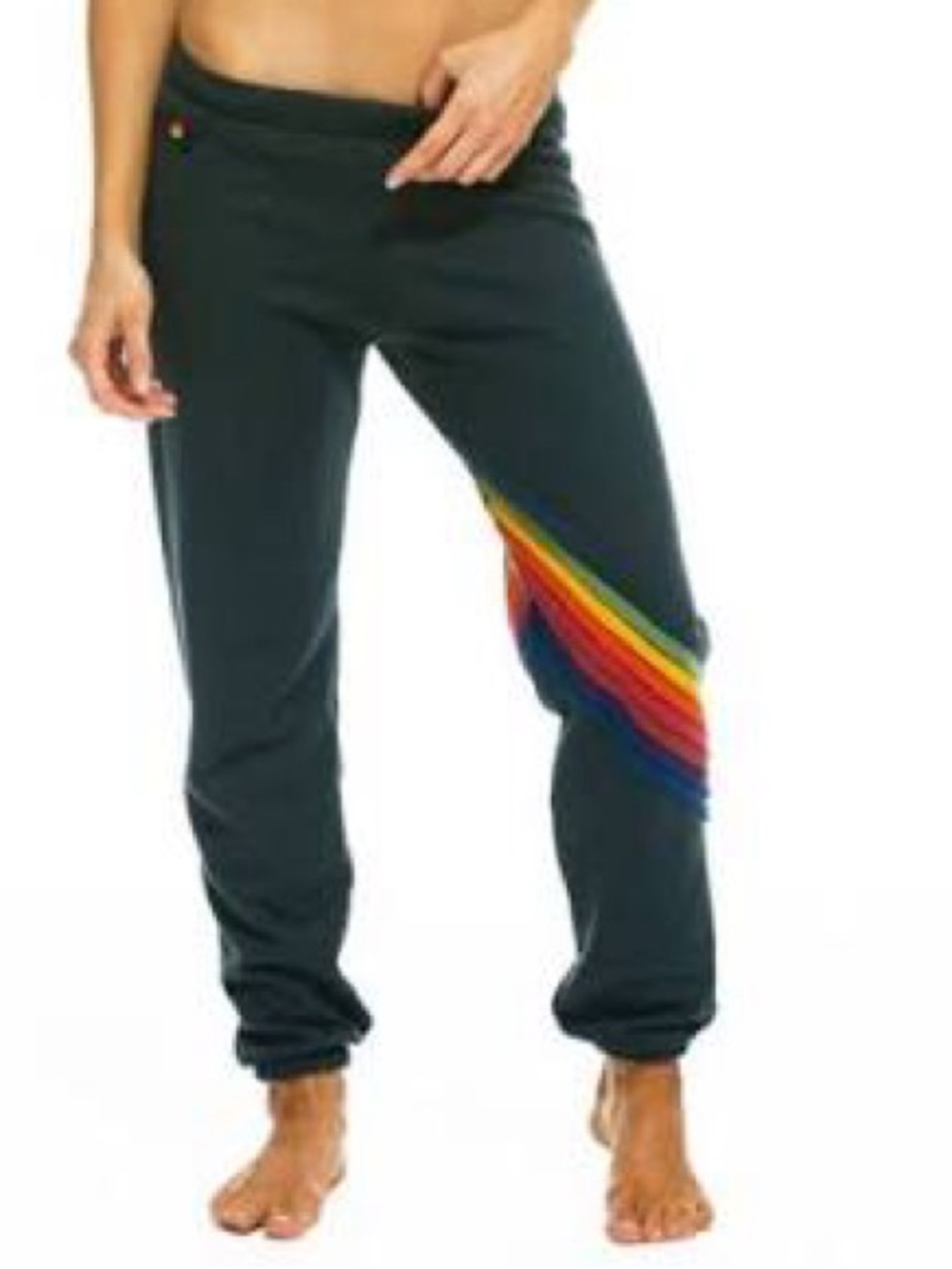 Aviator Nation 7 Rainbow Stripe Chevron Charcoal Sweatpants XS 🌈